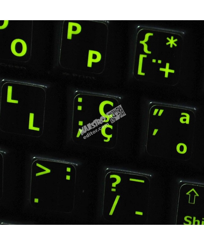 thumbnail image 2 of Glow-in-the-Dark Portuguese Keyboard Stickers – Fluorescent Letters 2 of 4