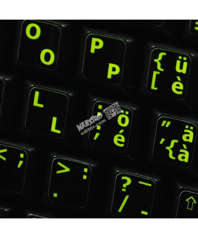 thumbnail image 2 of Glow-in-the-Dark Portuguese Keyboard Stickers – Fluorescent Letters 2 of 4