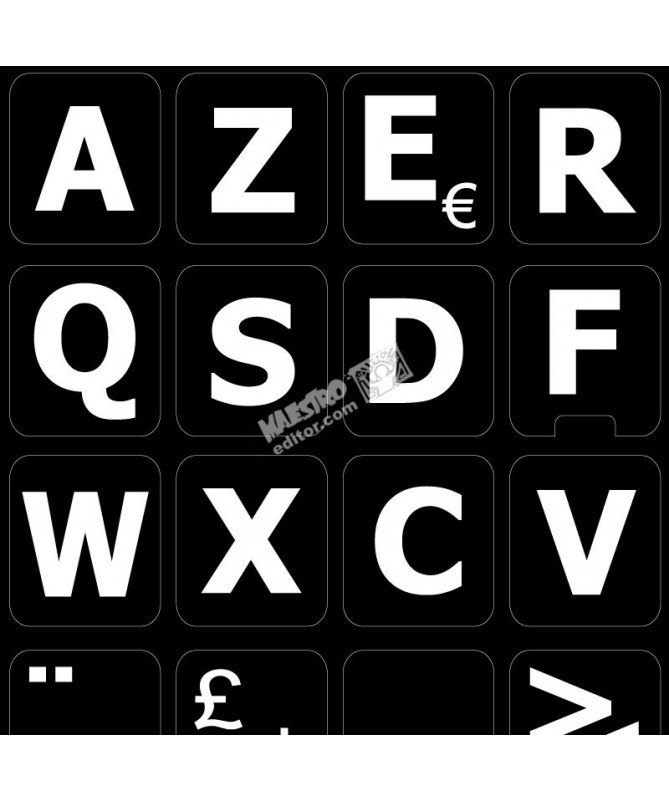 4Keyboard French AZERTY Non-Transparent Keyboard Sticker for Laptop,  Desktop with White Lettering and Black Background