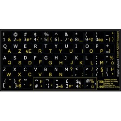 4Keyboard French AZERTY Non-Transparent Keyboard Sticker for Laptop,  Desktop with White Lettering and Black Background